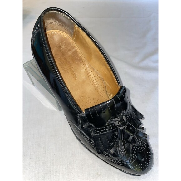 Johnston & Murphy Optima Wingtip Loafers Mens Size 8 D Black Leather Slip On - Picture 1 of 12